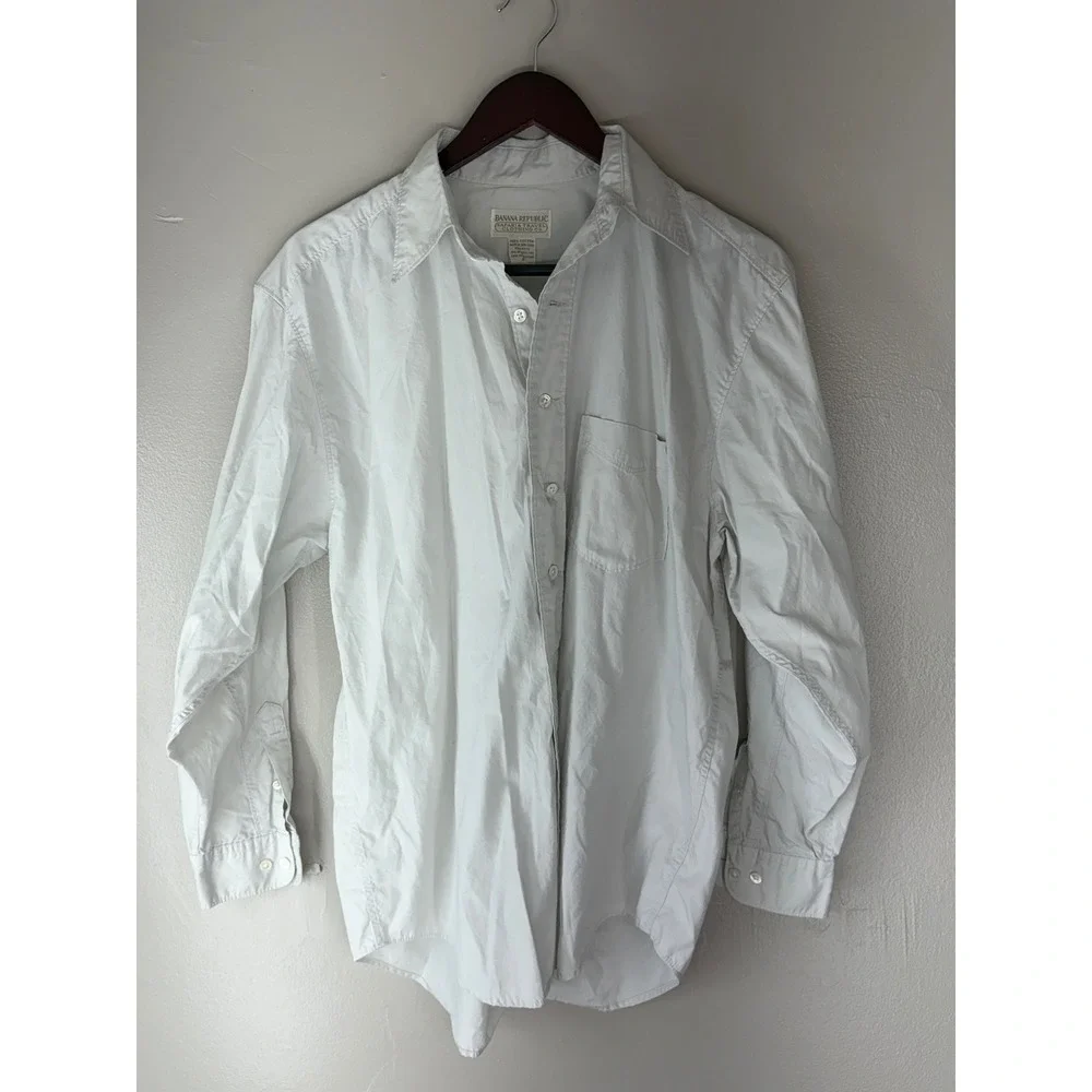 Banana Republic Safari & Travel Clothing Co Mens Cotton Button Down Shirt Gray S